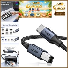 USB B to USB C Cable 3 FT Nylon Braided Printer MIDI Cable 480 Mbps Data picture