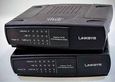 Lot Of 2 CISCO LINKSYS EZXS55W 10/100 5-PORT WORKGROUP SWITCH W/ POWER ADAPTER picture
