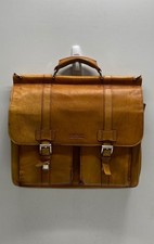 Kenneth Cole Reaction Tan Leather Messenger Briefcase Laptop Bag 4-Pocket picture