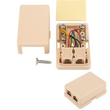 2 PCS Phone Jack Surface Mount Dual Port Telephone Box 2 RJ11 6P4C Female picture