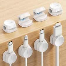 8-Pack Spring Cord Organizer Clips for Efficient Cable Management - White picture