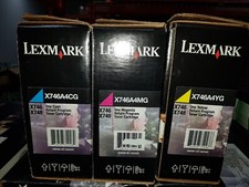 Genuine Set of 3 Lexmark X746A4CG X746A4MG X746A4YG CMY Toner Cartridges BNIB picture
