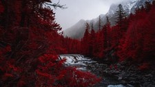 Landscape nature forest river mountains Custom Gaming Mat Desk picture