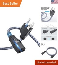 Nylon Braided 25FT 3-Prong Power Cable with  Certification for PCs & TVs picture