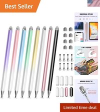 8-Pack Fine Disc Tip Stylus Pens for iPad & Android - Replaceable Tips Included picture