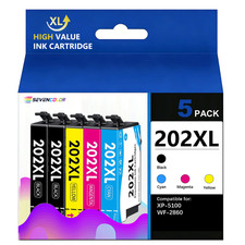 5Pack High Capacity Ink Cartridge 202XL Work for Epson XP-5100, WF-2860 Printers picture