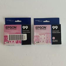 Epson 99 Ink Cartridge Lot OEM Claris Hi-Def LIGHT / MAGENTA Sealed 2 EXP 2028 picture