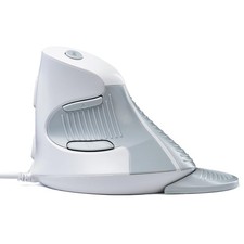 Ergonomic Vertical Wired Mouse Removable for Medium Hands White & Light Gray picture