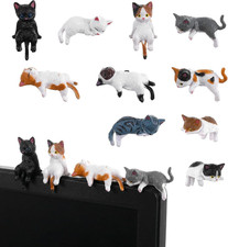 10 Pcs Cat Computer Monitor Decor, Mini Little Cats for Computer Monitor Resin F picture