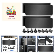 Durable 4U Blank Metal Rack Mount Panel Set - Elegant Black Finish Included picture