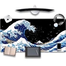 Gaming Laptop Mouse Pad Sea Wave Big Mice Pads Rubber Kanagawa Surfing 47.2x23.6 picture