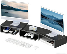 Desk Organizers and Accessories, Dual Monitor Stand Riser, Monitor Desk Shelf fo picture