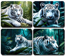 WHITE TIGER in the Jungle ~ PC Mouse Pad / Mousepad ~ Big Wild Cat Lovers Gift picture