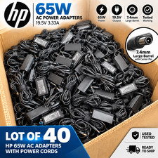 Lot 40 HP 65W 19.5V 3.33A Large Barrel 7.4mm AC Power Adapters w/ Power Cords picture