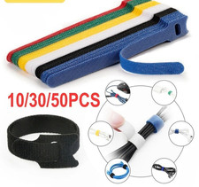 50/10pcs Cable Straps Wire Cord Hook Loop Ties Reusable Fastening Organizer Lot picture