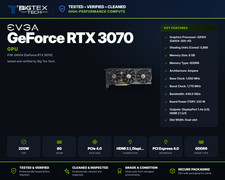 EVGA GeForce RTX 3070 XC3 8GB GDDR6 PCIe 4.0 Graphics Card 08G-P5-3755-KR picture