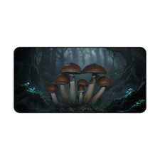Mystic Golden Teachers Mushroom Forest Desk Mat Dark Fantasy Gaming Mouse Pad picture