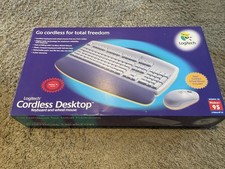 1998 Logitech Cordless Desktop Keyboard Mouse Open Box Some Sealed VINTAGE picture