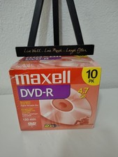 New Maxell DVD-R 10 pk 4.7 gb 120 min 2X Discontinued Blank Recordable Disc picture
