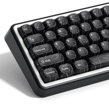 Black Topographic Keycaps Set MOA PBT 129Key Fits 100/75/65/60 Percent Layout picture