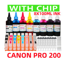 8X100ML refill ink kit Canon Pro 200 Pro 200S Printer CLI-65 cartridge with chip picture