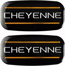 Pair Set 88-07 Cheyenne Cab Emblems Car Badge Logo Roof Pillar Chrome Golden picture