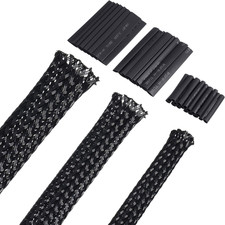 50Ft PET Expandable Braided Cable Sleeve, 1/2,1/4, 3/8 Inch, Black picture