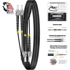 FiberPrime OS2 ST to ST Fiber Patch Cable, 15FT Outdoor picture