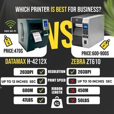 Datamax H-4212X vs Zebra ZT610 Industrial Thermal Label Printers Ribbon 600m picture
