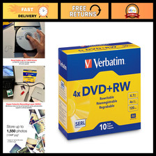 Rewritable DVD+RW 4.7GB 120Min Blank Discs - 10 Pack Slim Case, Up to 1000 Times picture