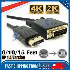 6/10/15 Ft Gold Plated DP DisplayPort to DVI-D Male Dual Link Cable 2k 4k 1080P picture