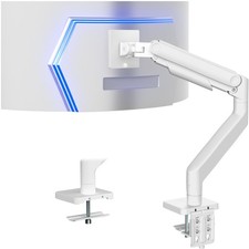 VIVO White Mechanical Arm Computer Monitor Desk Mount, Fits Ultrawides up to 49