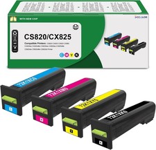Compatible w/ Lexmark CS820 CX820 CX825 CX860 72K10 Toner High Yield 4-Pack BCMY picture