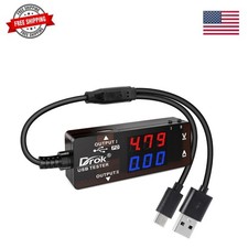 USB Tester, USB-A USB-C 2.0 Multimeter Dual USB Ports PD QC 3.0 with Color LE... picture