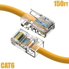 150FT Cat6 RJ45 Ethernet LAN Network Non-Boot Cable UTP Copper Wire 24AWG Yellow picture