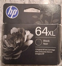 HP 64XL BLACK GENUINE INK CARTRIDGE EXP 08/27--02/28 BRAND NEW. FACTORY SEALED. picture
