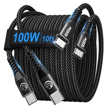 USBC to 100W [10ft/2 Pack] USB C C Fast Charging 10ft+10ft, Black picture