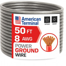 American Terminal ATP8G50SL 8GA 50' Silver Power Ground Wire Car Audio Amplifier picture