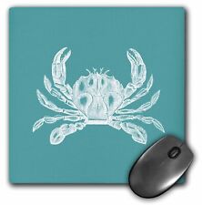 3dRose White crab etched teal turquoise aqua blue - nautical beach sea ocean Mou picture