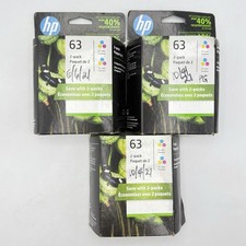 Genuine HP 63 Tri-Color Ink Cartridge 2 Pack EXP 2023 Lot Of 3 (1VV67AN) SEALED picture