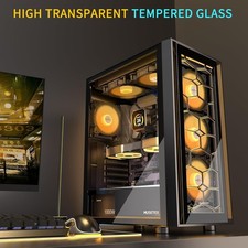 MUSETEX G05 ATX Mid Tower Gaming PC Case 6x 120mm ARGB Fans Tempered Glass Black picture