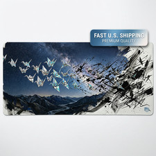 Origami Cranes Starry Night Gaming Mouse Pad Extended Desk Mat 36x18 Abstract picture