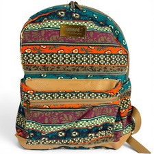Kinmac Canvas & Leather Bohemian Laptop Backpack Cushioned Straps & USB, 16x14in picture