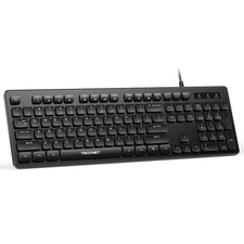 TECKNET Wired Keyboard,Silent USB Keyboard for Black picture