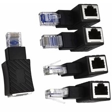 1x 90 Degree Angled RJ45 Ethernet LAN Male to Female Cat5 Cat5e Extender Adapter picture