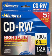 CD High Speed Memorex 5-Pack Music CD-RW Discs 12X 700 MB/Mo 80min Blank NEW picture