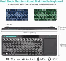 Rii RT518S Wireless Keyboard Bluetooth 2.4GHz Backlit Touchpad for Smart TV PC picture
