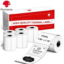 6 Roll 1380 Labels for Phomemo M110 M100 Printer, 50 x 30mm Square Thermal Paper picture