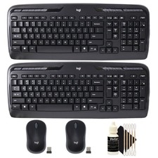 2x Logitech MK320 Full-size Wireless Membrane Keyboard, Mouse Kit + Cleaning Kit picture