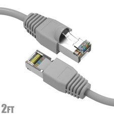 2FT Cat6A RJ45 Network LAN Ethernet SSTP Shielded Patch Cable 26AWG Copper Gray picture